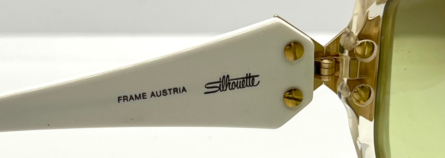 Silhouette M1192 White Crystal Vintage Sunglasses w/New Brown/Green Gradient Custom Lenses-Unworn