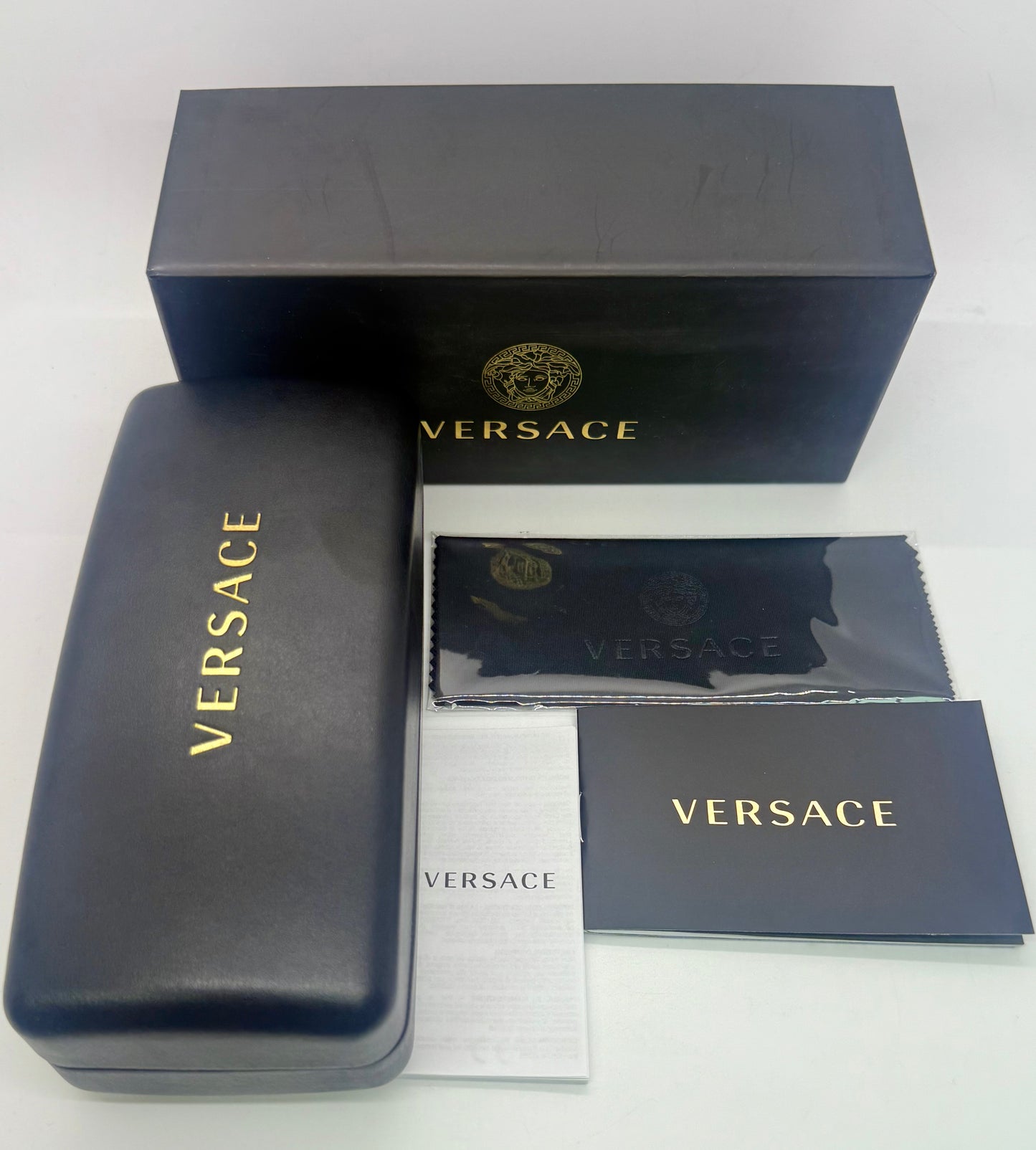 Versace 2236 1002/11 Gold Black Aviator Sunglasses Grey Gradient Made in Italy NOS