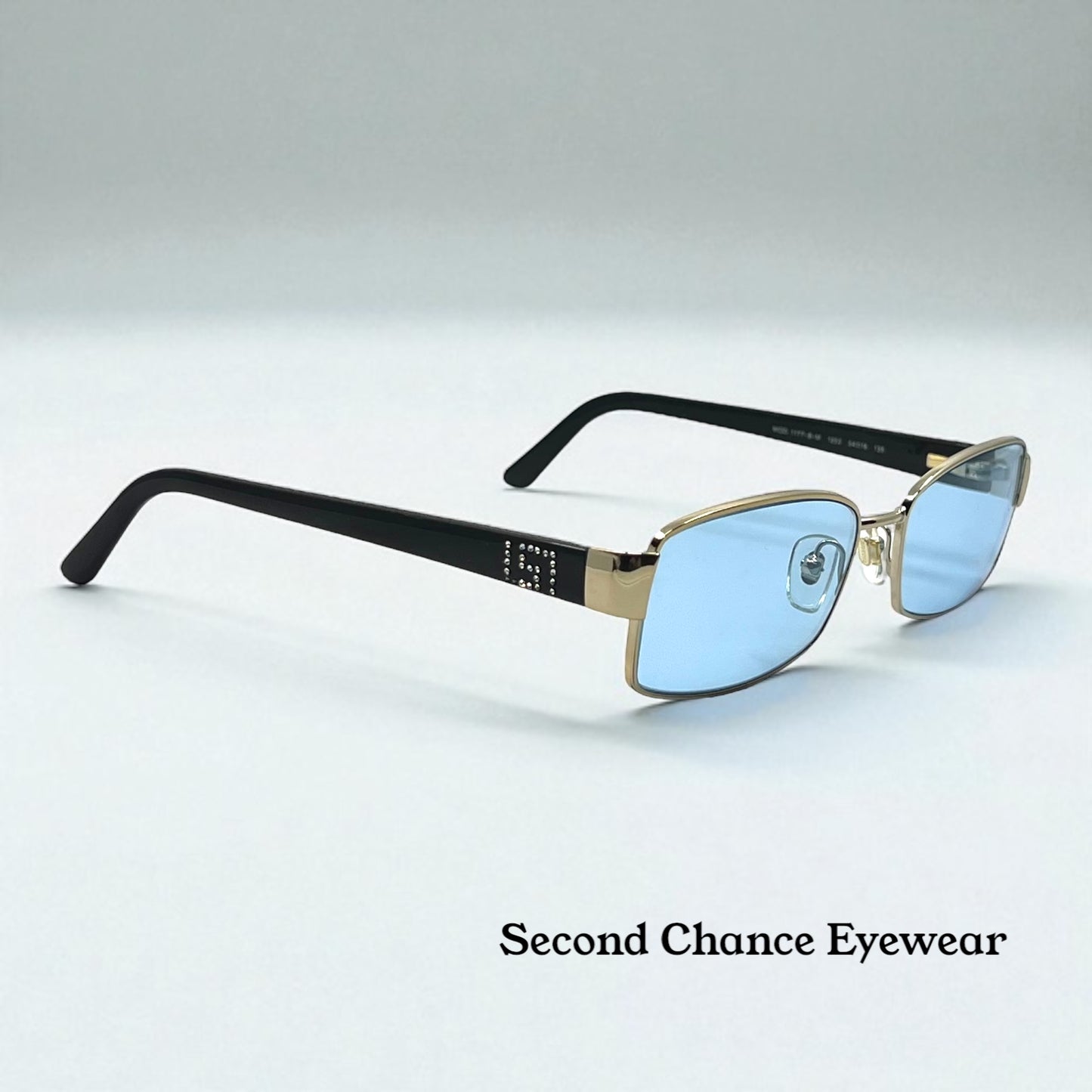 Versace 1177-B-M Sunglasses-Vintage Rhinestone w/New Sky Blue Custom Tinted Lenses