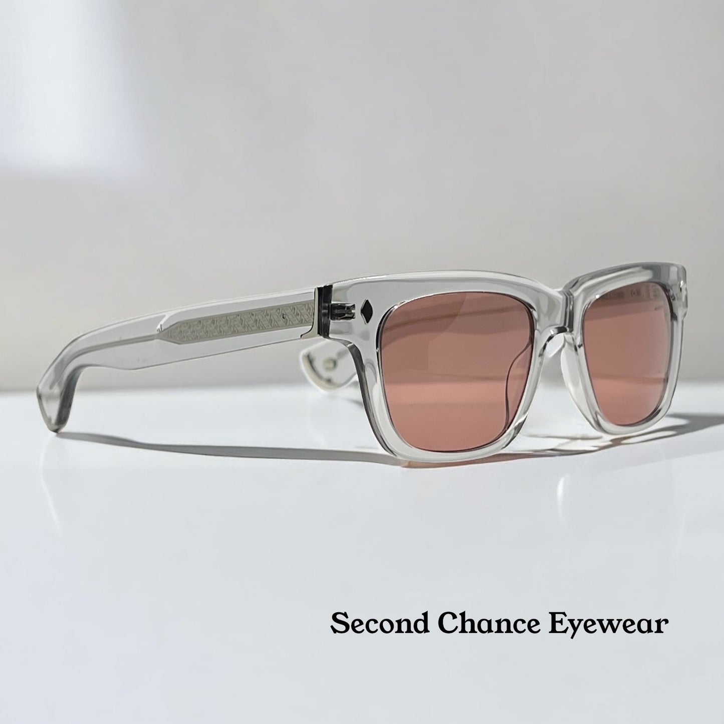 Garrett Leight x Officine Générale OGX Crystal w/New, Solid Rose Custom Tinted Lenses