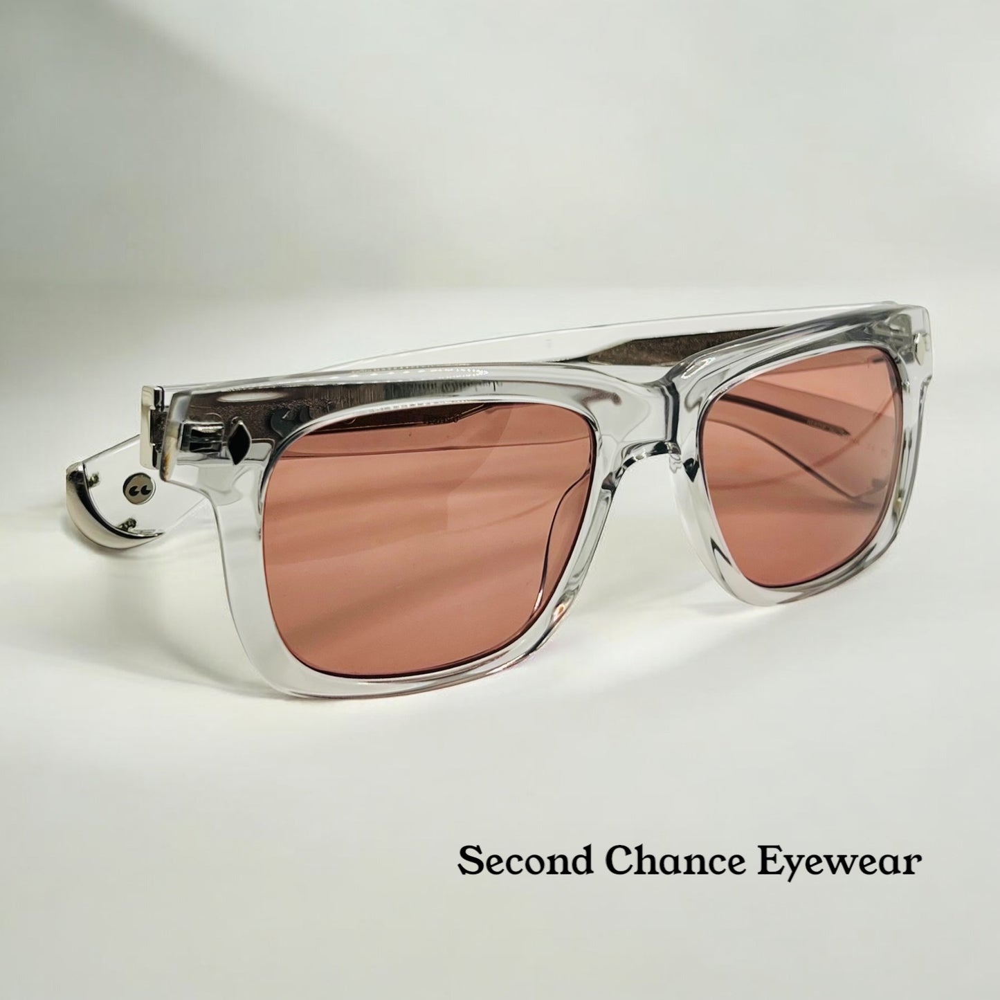 Garrett Leight x Officine Générale OGX Crystal w/New, Solid Rose Custom Tinted Lenses