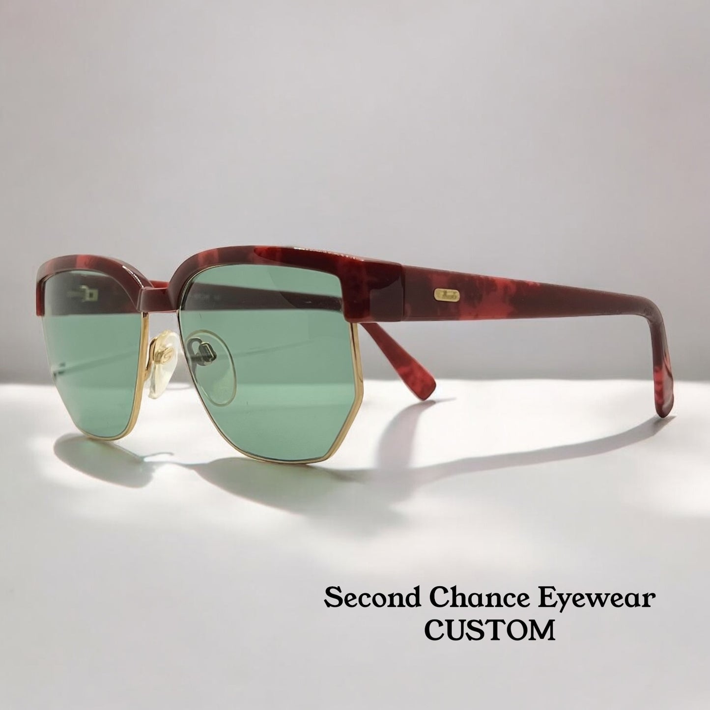 Silhouette M6067 V6053 VINTAGE Sunglasses-Red Tortoise w/New Green Custom Lenses