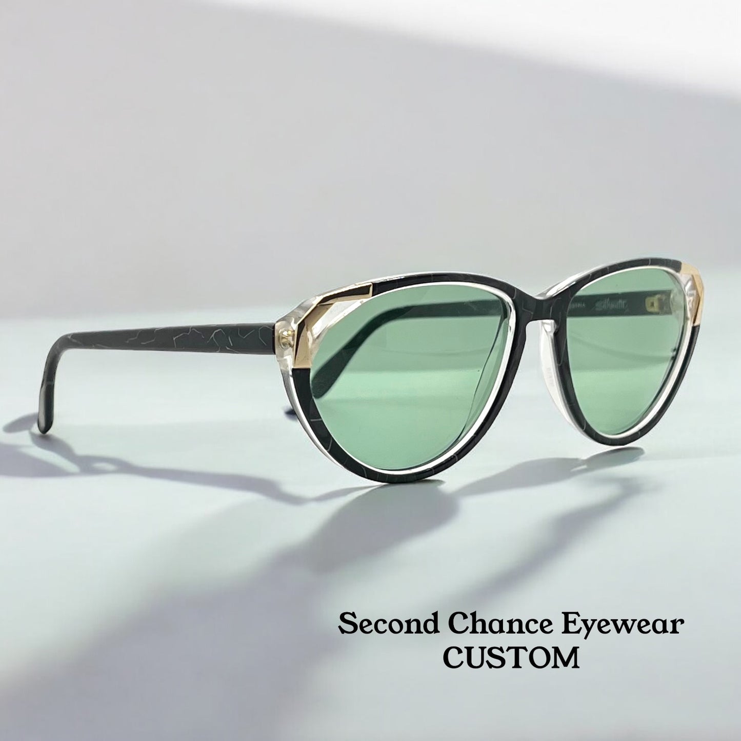 Silhouette M1298 Vintage Sunglasses Black Marble w/New Custom Lenses-Austria
