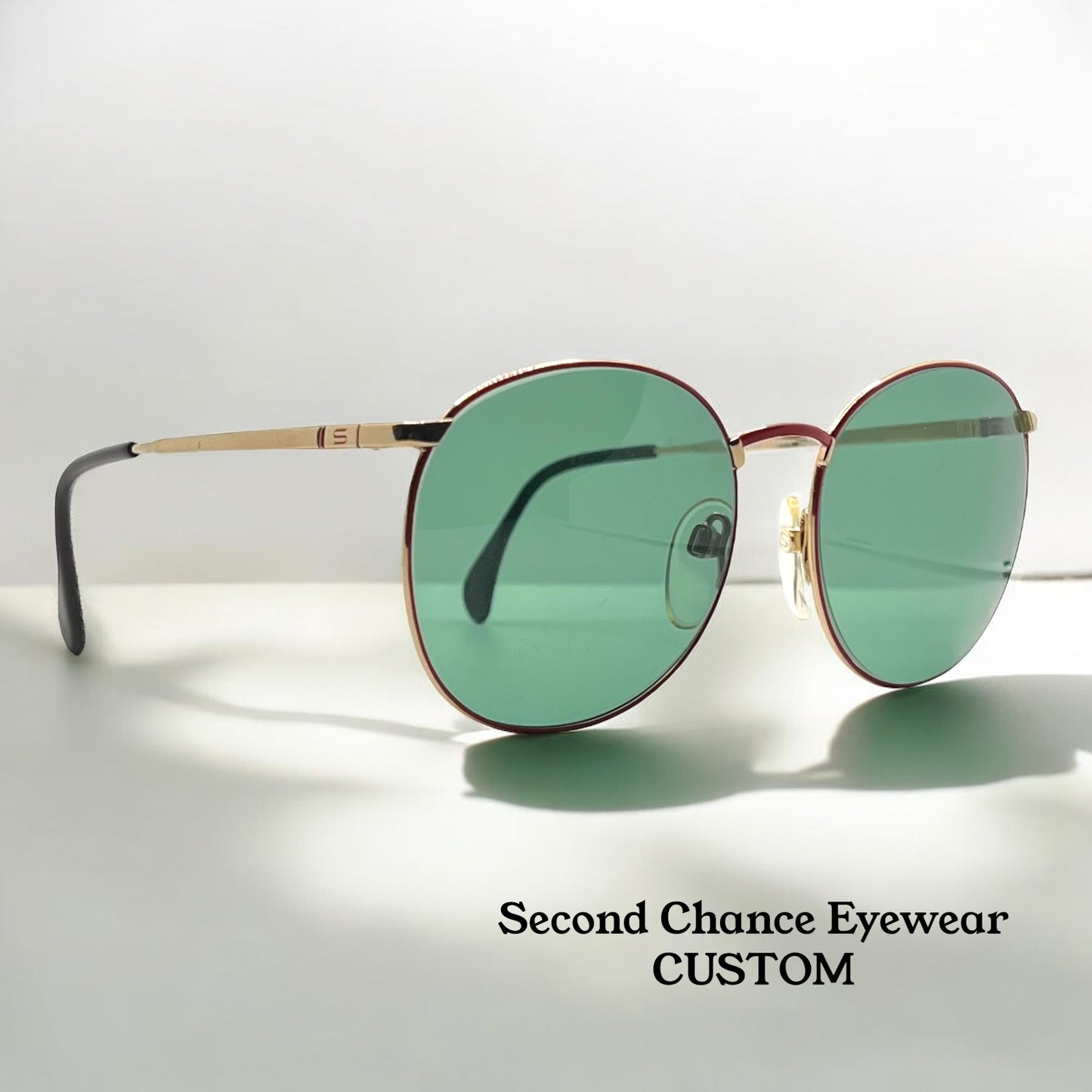 Silhouette M6039 VINTAGE Sunglasses-Gold/Red w/New Green Custom Lenses-54mm