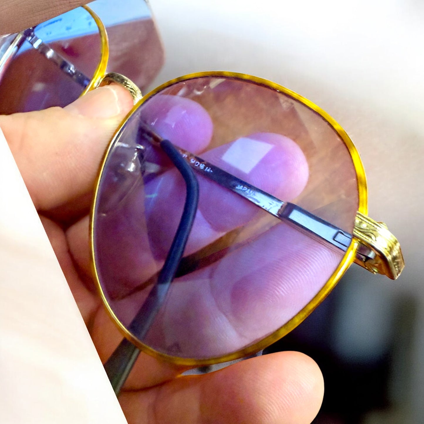 SEMESTER BLOND 081 Japan VINTAGE Sunglasses-Gold Frame w/New, Blue Custom Lenses