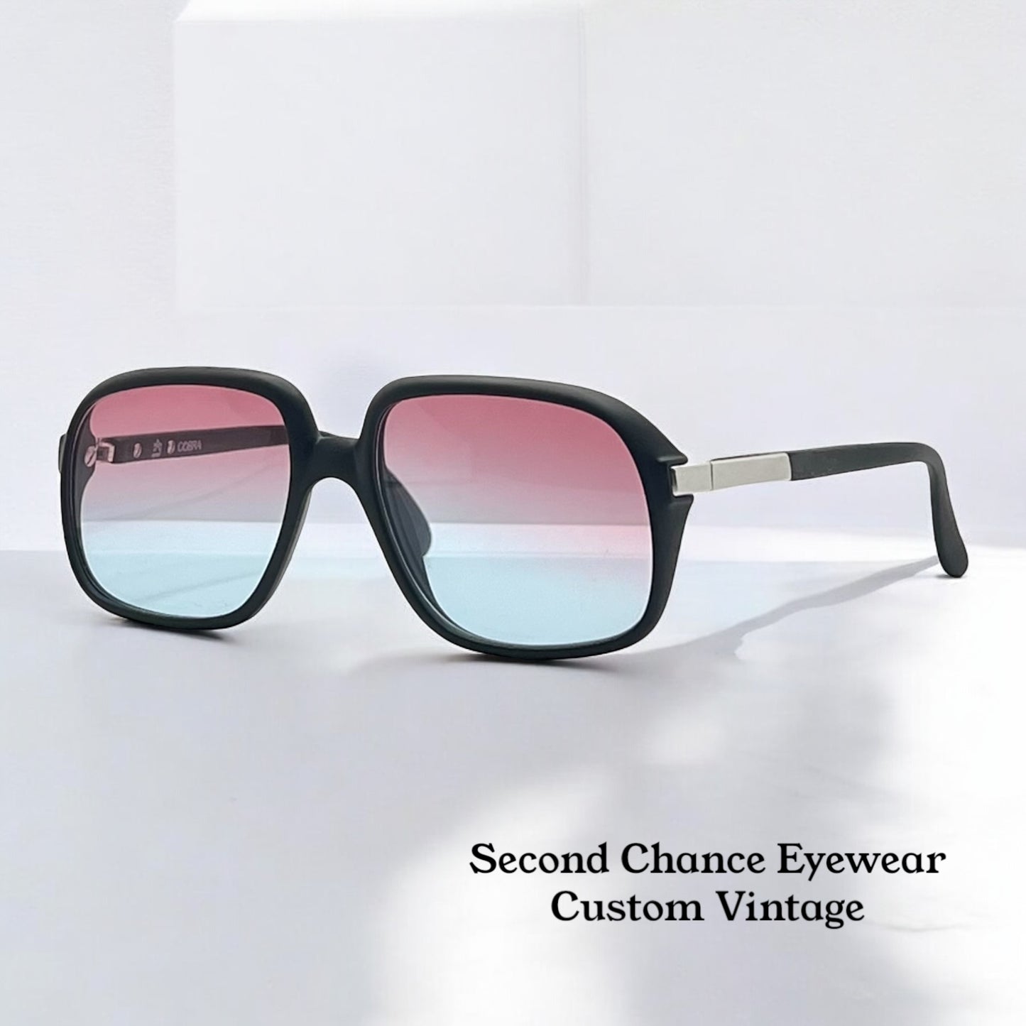 COBRA 3038 Vintage Optyl Sunglasses w/ New, Custom Rose to Ice Blue Gradient Lenses-Deadstock-Austria