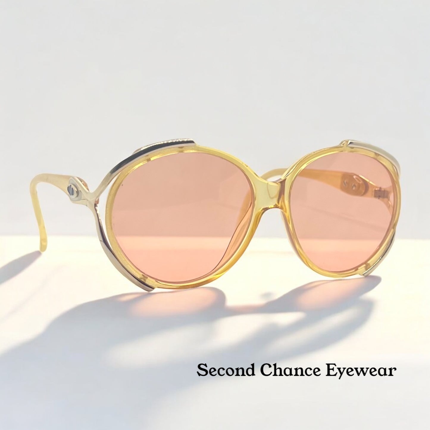 Vintage Christian Dior 2189 Sunglasses-Crystal Honey Optyl w/New, Custom Rose Lenses