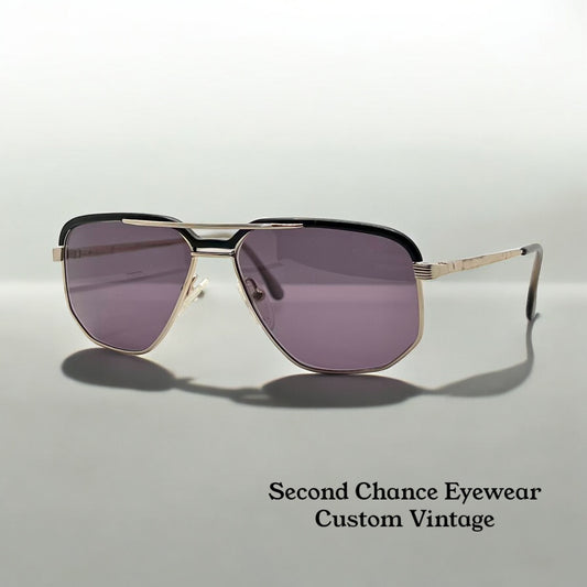 High Fashion Mod. 1729 – Italian Metal Vintage Aviator W|New, Custom Violet Grey Lenses