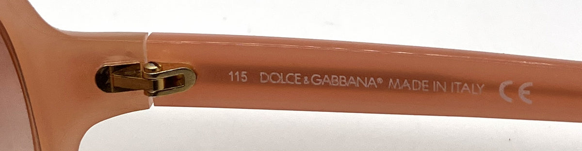 Dolce and Gabbana DG648S 852 Peach Wraparound-Vintage Sunglasses Brown-Rose Gradient Lenses-Unworn
