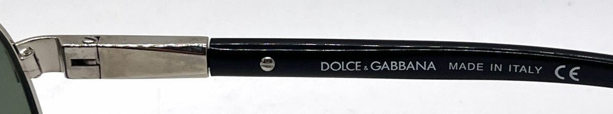 Dolce and Gabbana DG2049 265/31 Double-Bridge Aviator-Vintage Sunglasses Silver-Gold Green Lenses-Unworn