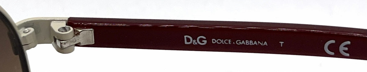 D&G6067 443/13 Sand Burgundy Aviator-Vintage Sunglasses-Brown Gradient Lenses-Unworn