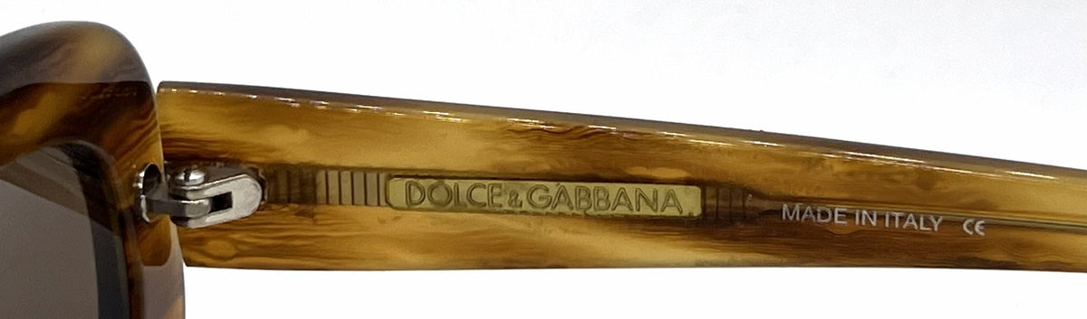 Dolce and Gabbana DG518S 220 Narrow Rectangle-Vintage Sunglasses Honey Amber-Brown Lenses-Unworn