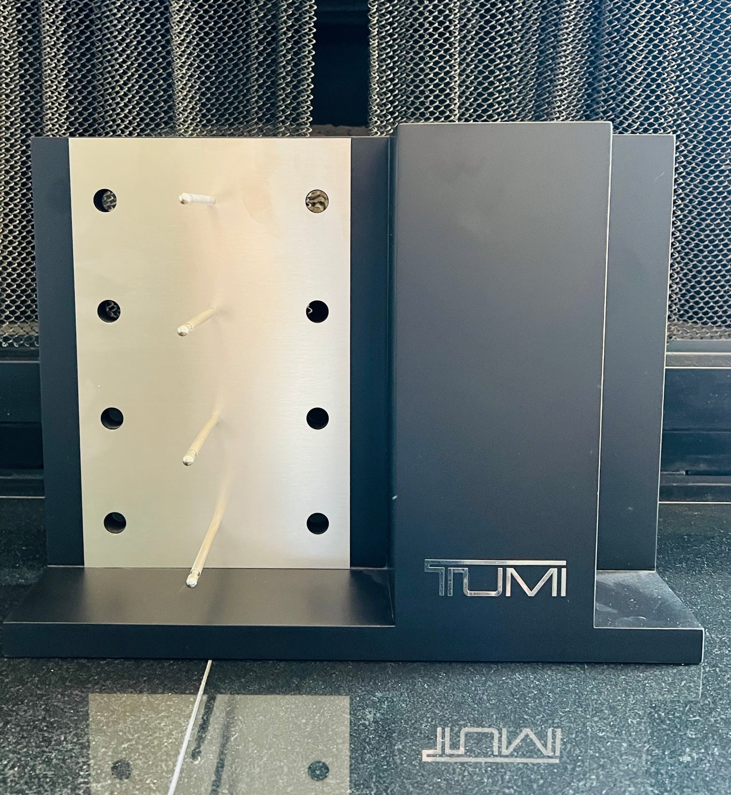 Tumi Counter Top Display. Brand New 4 Unit Display & 4 Unit Side Storage. NEW