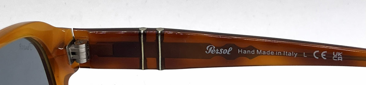 Persol Jean PO3310S 96/56 Terra di Siena Square Sunglasses-Light Blue Lenses-Unworn