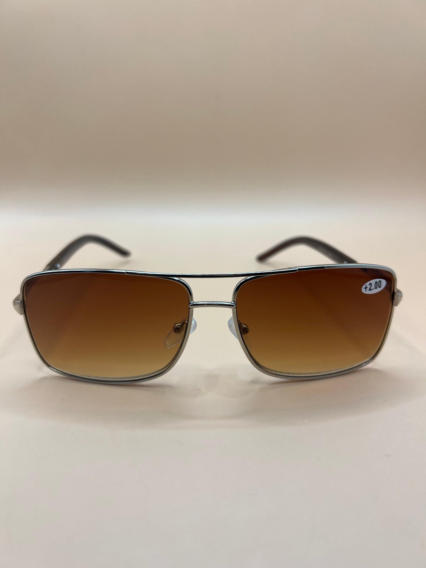 Gold Frames Retro Men Pilot 60Mm Os Square Reader Reading Sunglasses. Featuring Spring Hinges And Gradient Purple Lenses