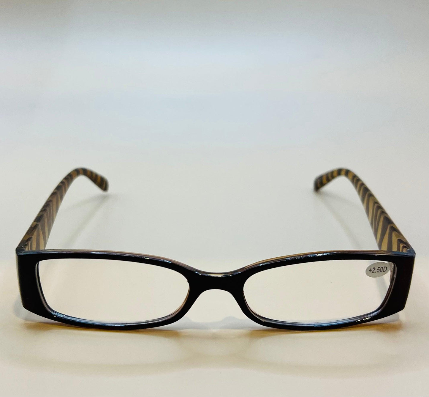 Brown and Gold Half Frame Women’s Rectangular Lightweight Reading Glasses. Mag +1.0 - 2.50