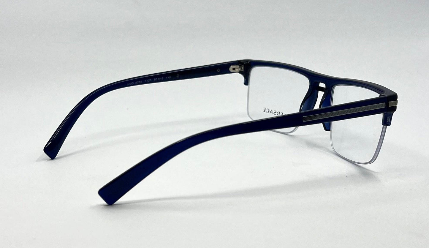 Versace 3269 5125 Blue Semi Rimless Eyeglasses 55mm -Italy-Deadstock|Unworn