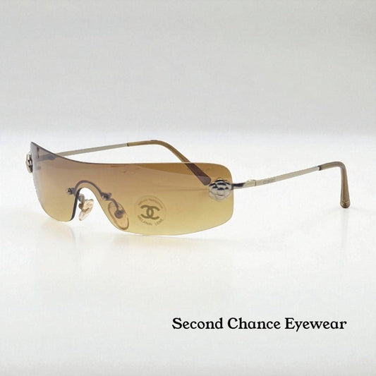 Chanel 4086 C.125|73 Silver Shield Rimless Sunglasses – Vintage Deadstock – Made In Italy