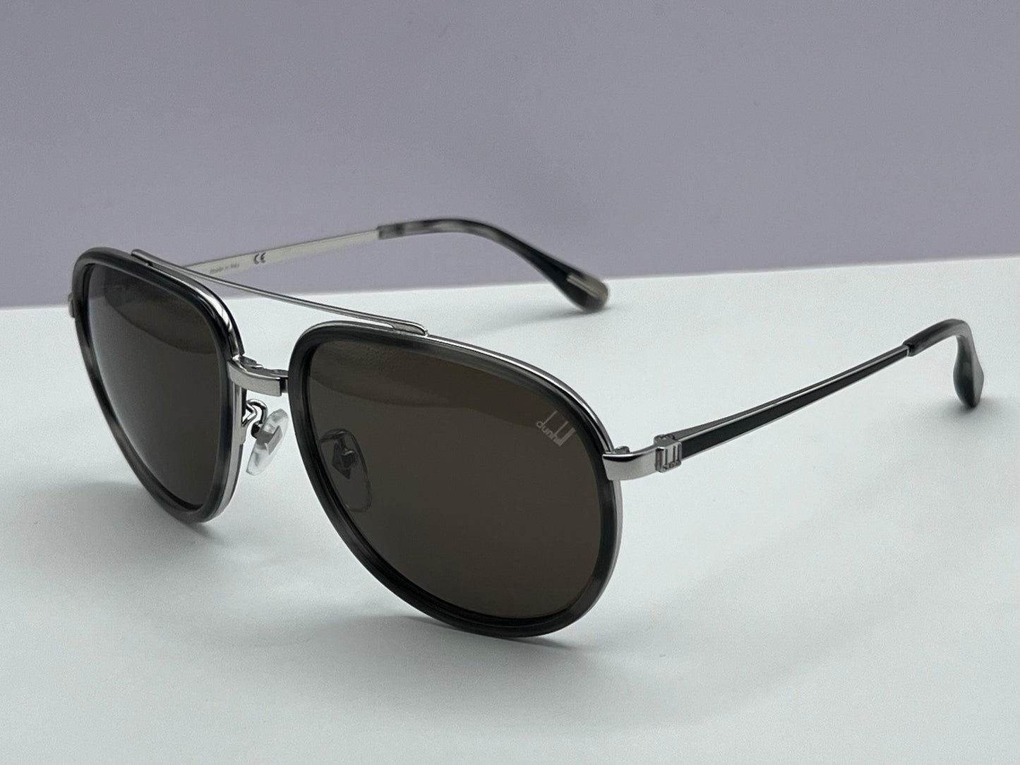 Dunhill Pilot Sunglasses-*3P Sdh133 0579-Silver Havana-Dbl Bridge-100% Authentic