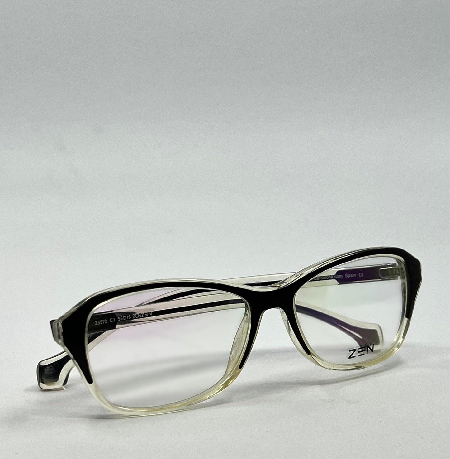 Zen Barcelona Z357b C.1 Eyeglass Frames 55-16 Black|Clear – New, Full Kit