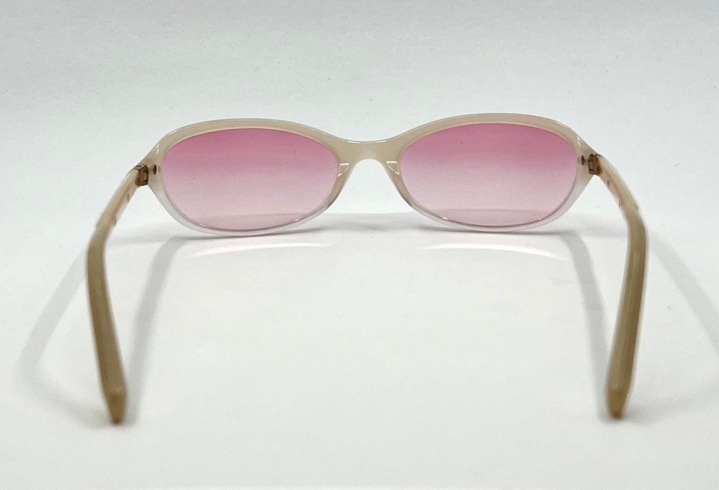 Prada Vpr 05O Y2K Vintage Oval Sunglasses Beige W| Custom Pink Gradient Lenses