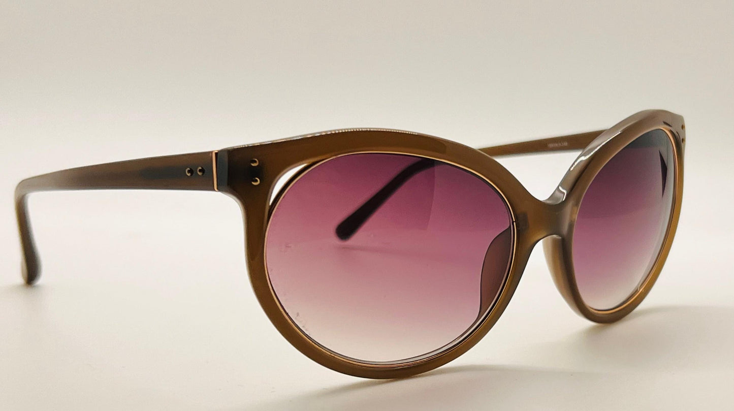 Vintage Nos Linda Farrow Luxe Sunglasses – Brown Frame With Gradient Purple Lenses, Model Lf10205A