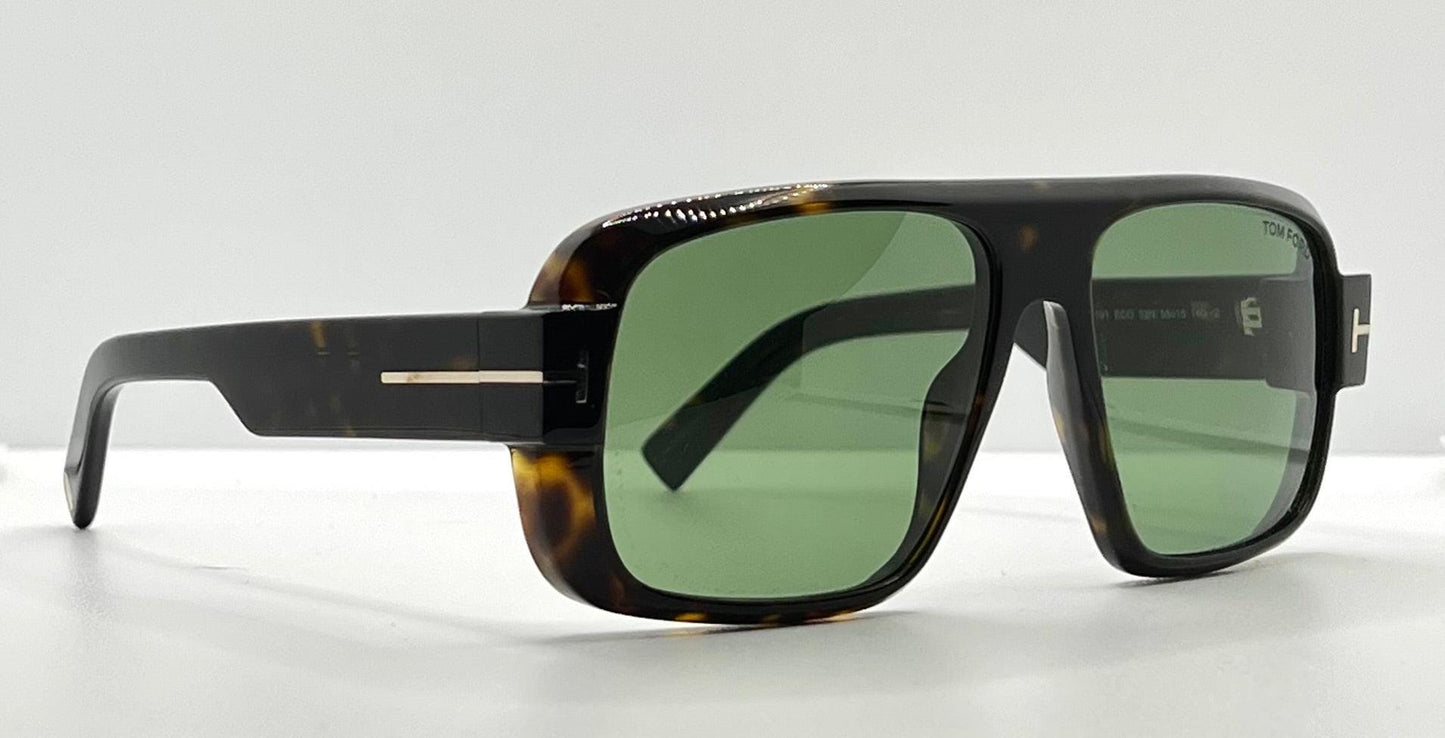 Tom Ford Turner Tf1101 Eco 52N 58-15 140 Tortoise Green Lens-Full Kit-New-Italy