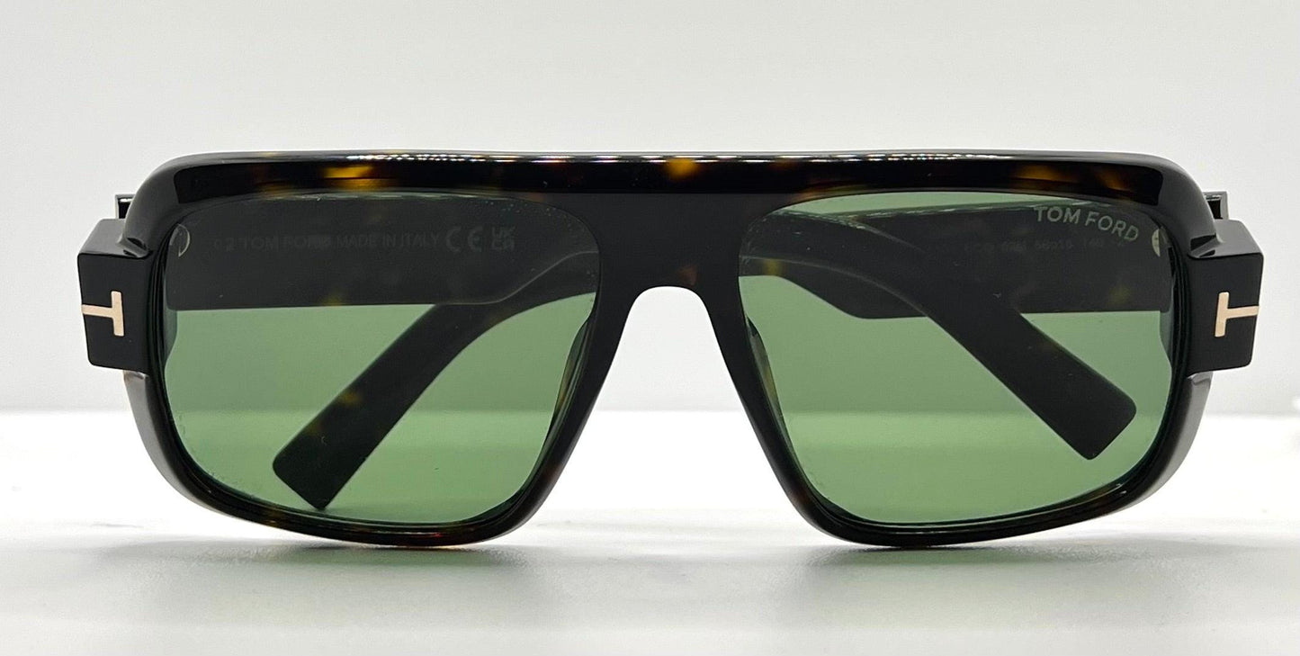 Tom Ford Turner Tf1101 Eco 52N 58-15 140 Tortoise Green Lens-Full Kit-New-Italy