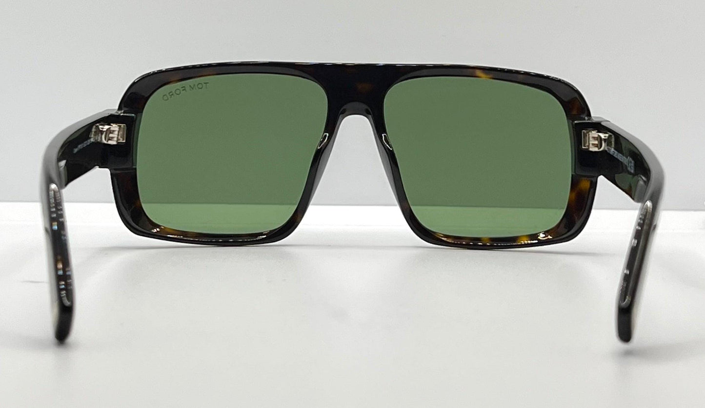 Tom Ford Turner Tf1101 Eco 52N 58-15 140 Tortoise Green Lens-Full Kit-New-Italy