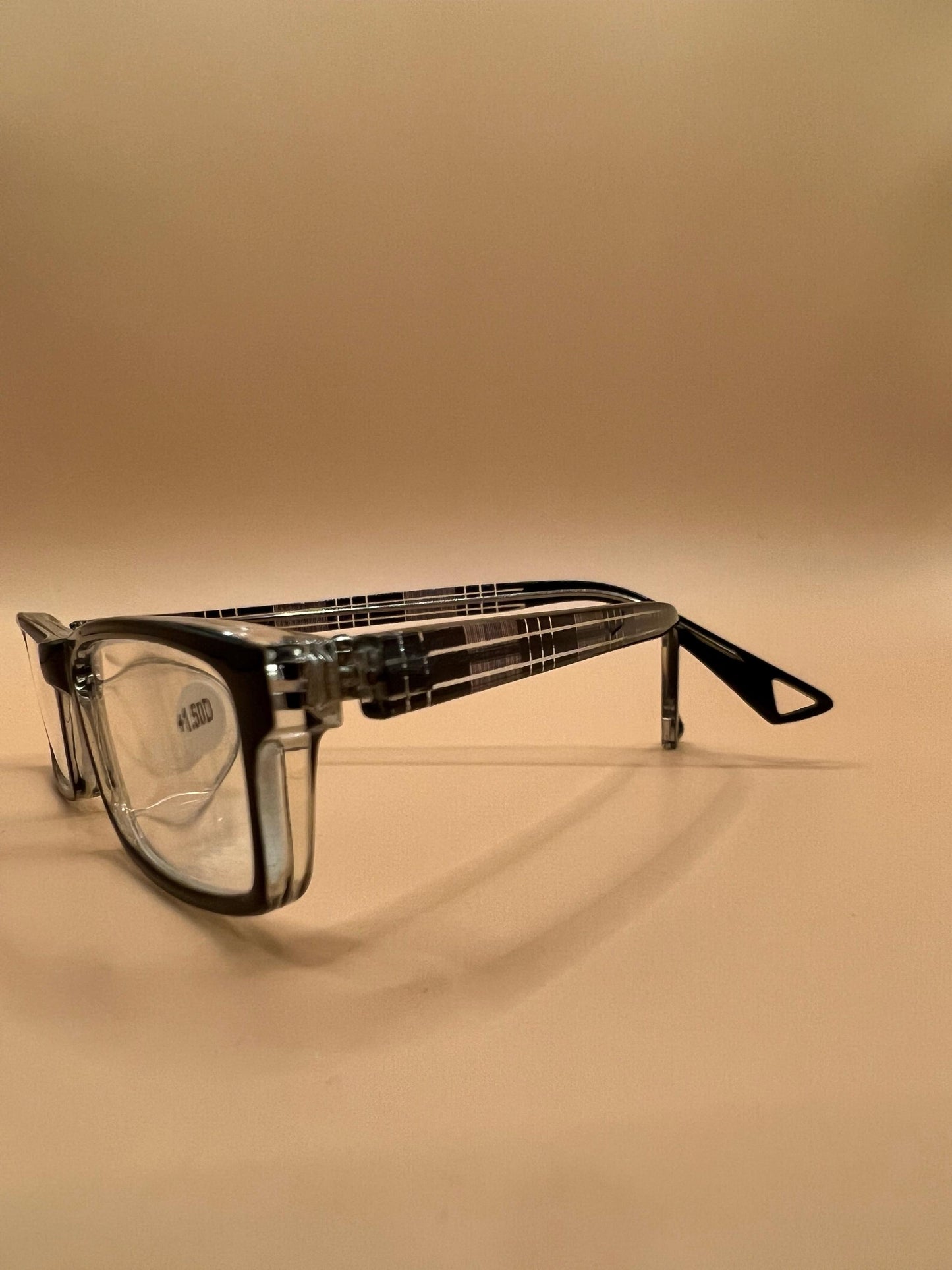 Pablo Zanetti Geometric Narrow Reading Glasses | Rectangular Frames | Solid Frame Front | Colorful Plaid Arms