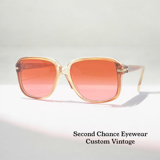 Fr 150 – Vintage European Amber Sunglasses W|New, Custom Gradient Rose Lenses
