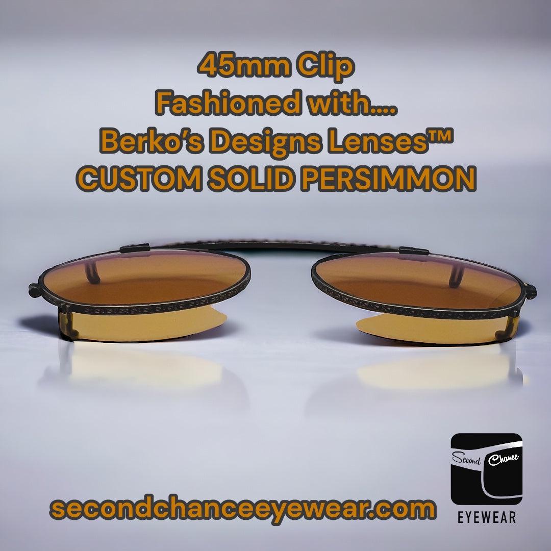 Antique 45Mm Clipon-Gold Engravings And Patina With Brand New Berko’S Designs Lenses™ Custom Solid Persimmon Lenses