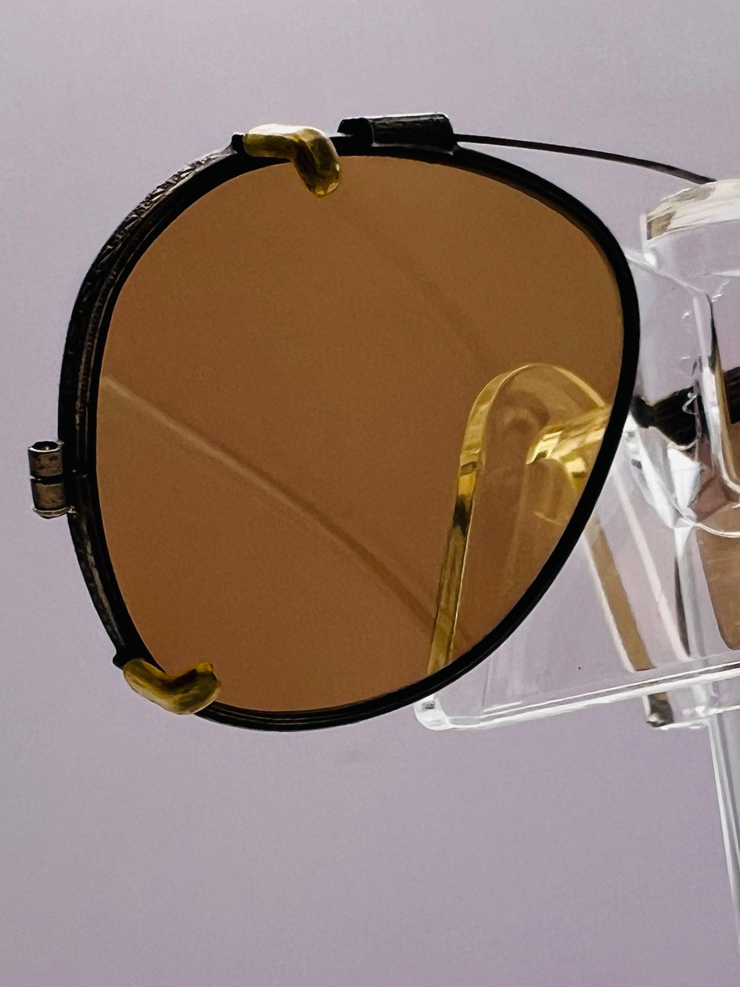 Antique 45Mm Clipon-Gold Engravings And Patina With Brand New Berko’S Designs Lenses™ Custom Solid Persimmon Lenses