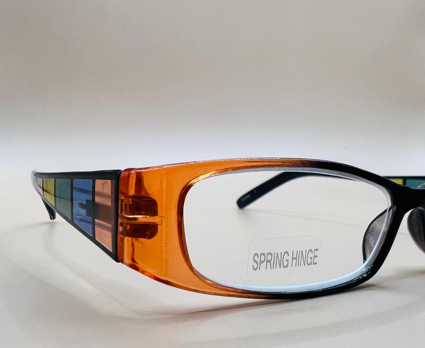 Geometric Narrow Readers. Black Frame Front With Multi-Color Arms
