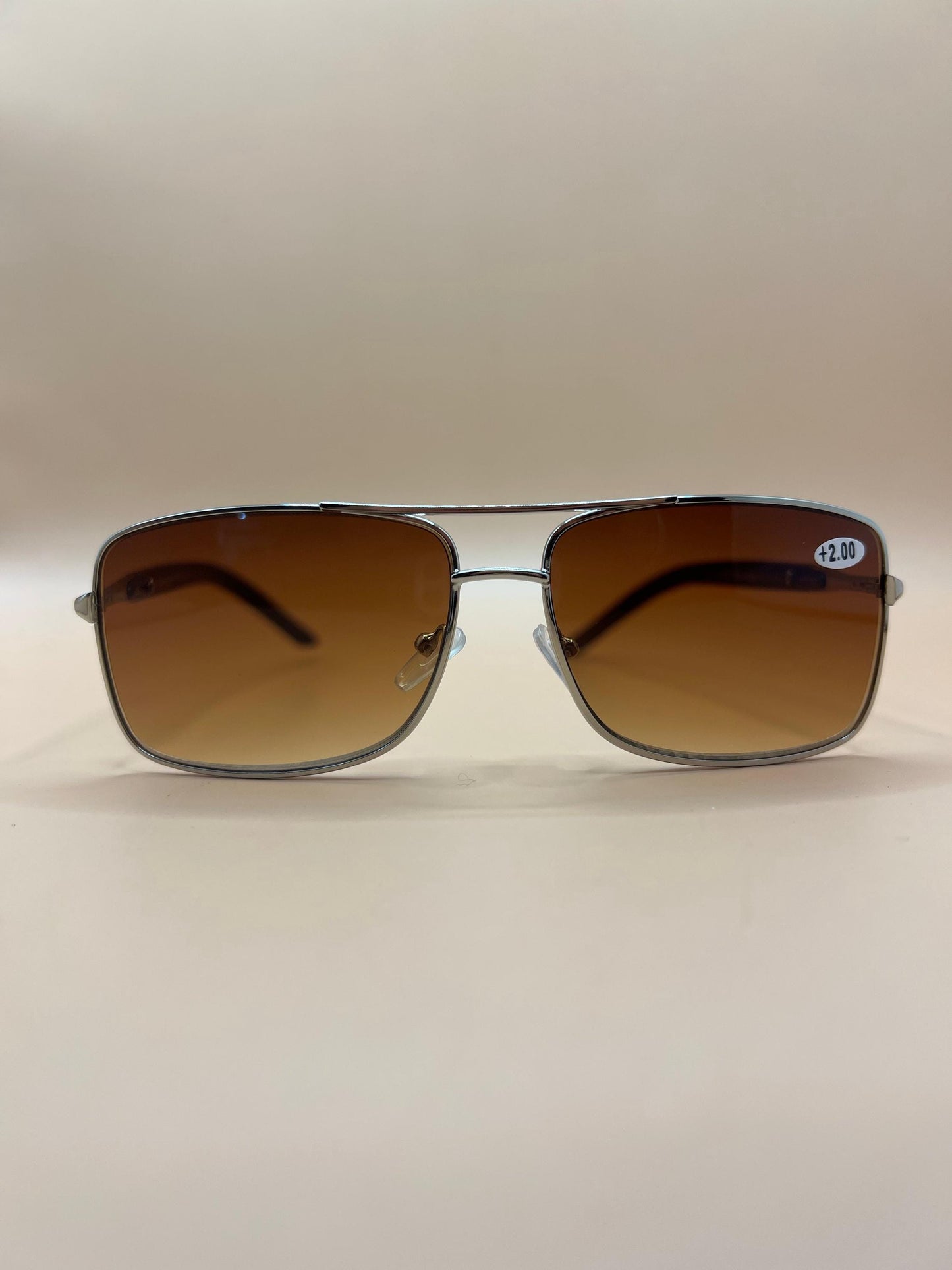 Gold Frames Retro Men Pilot 60Mm Os Square Reader Reading Sunglasses. Featuring Spring Hinges And Gradient Purple Lenses