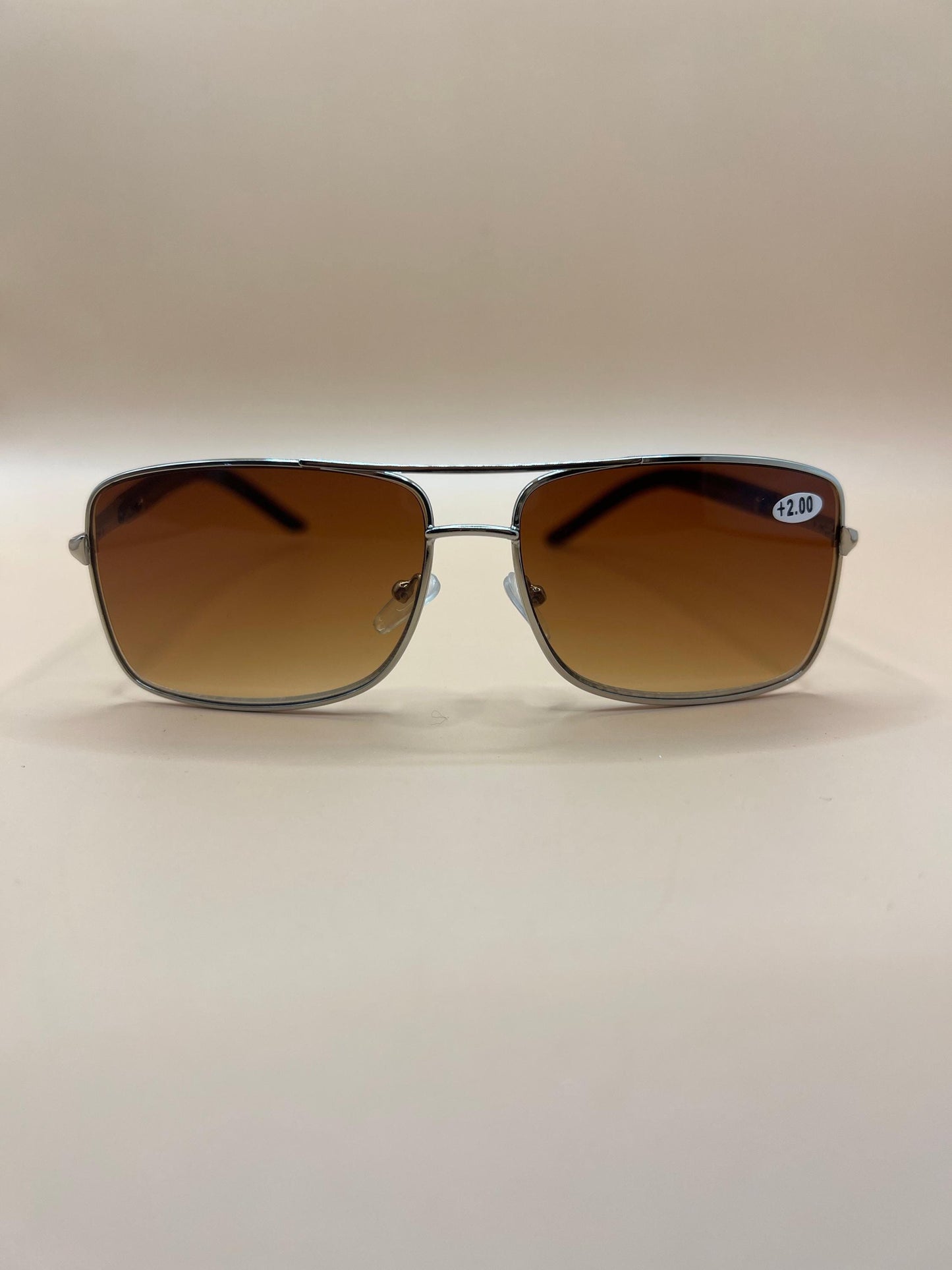Gold Frames Retro Men Pilot 60Mm Os Square Reader Reading Sunglasses. Featuring Spring Hinges And Gradient Purple Lenses