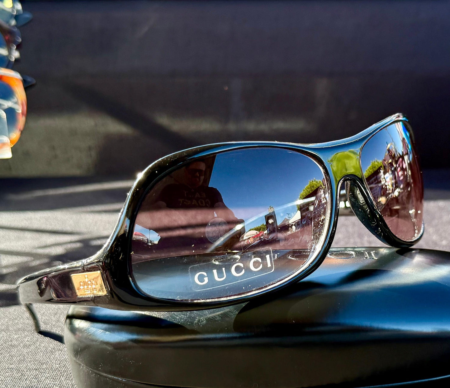 Gucci Gg 1414|S 807 Black Wraparound Sunglasses 67Mm-Y2K Vintage Deadstock-Full Kit