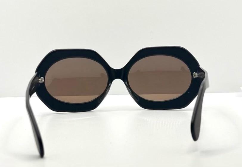 Hoseki Hk 231-Bold Geometric Oval Sunglasses-Kmn Finish-Vintage Deadstock-Italy