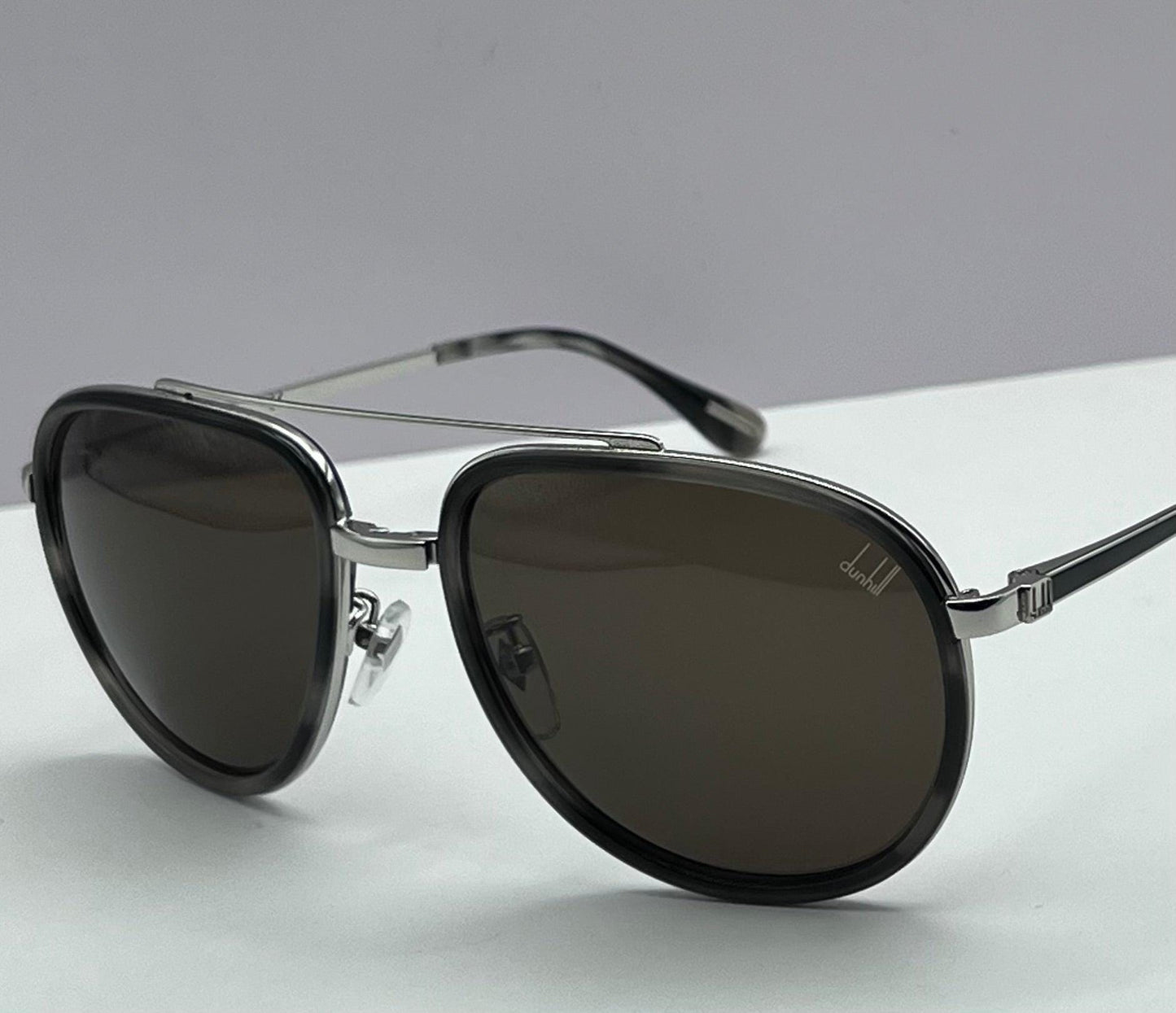 Dunhill Pilot Sunglasses-*3P Sdh133 0579-Silver Havana-Dbl Bridge-100% Authentic