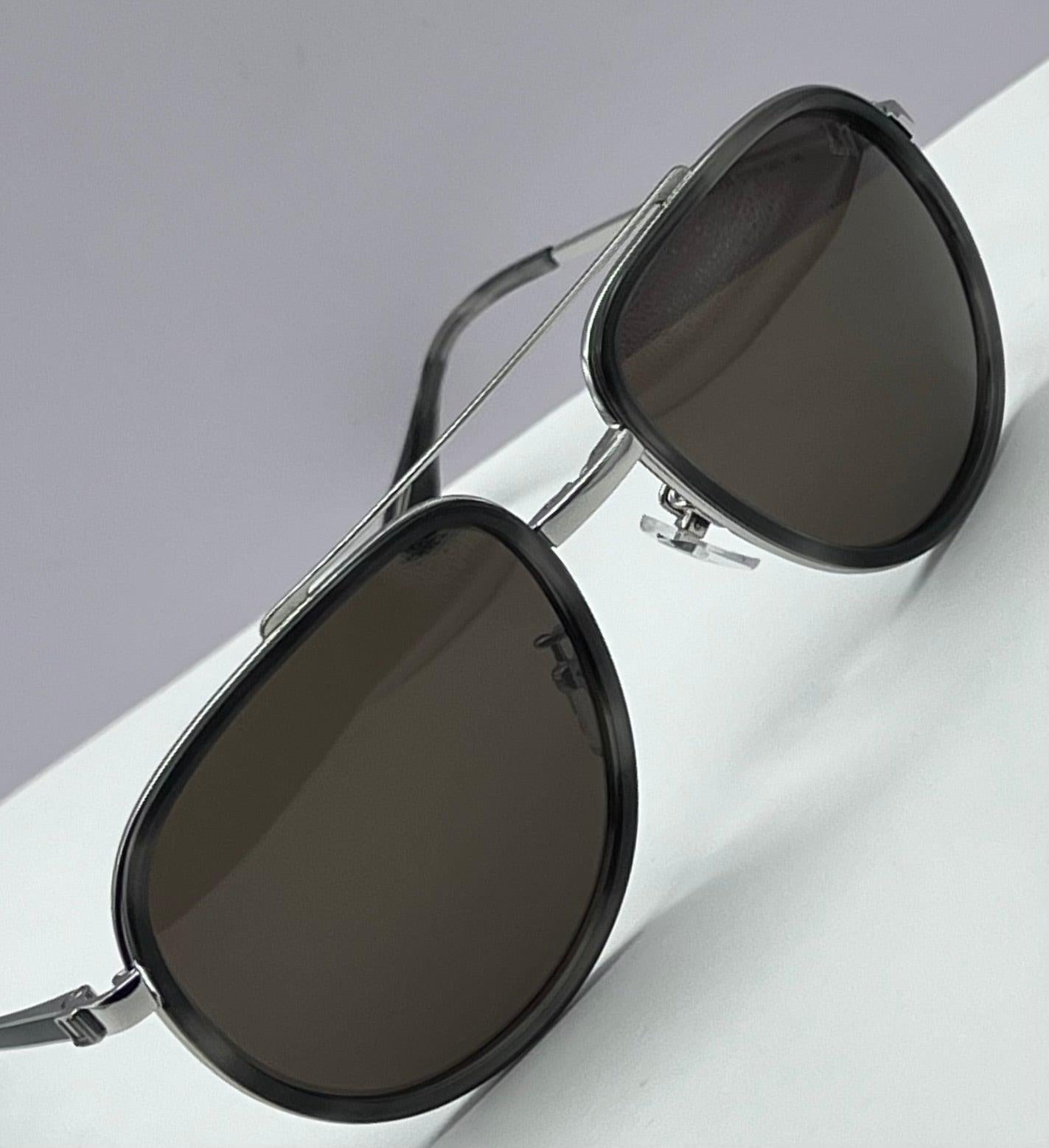 Dunhill Pilot Sunglasses-*3P Sdh133 0579-Silver Havana-Dbl Bridge-100% Authentic