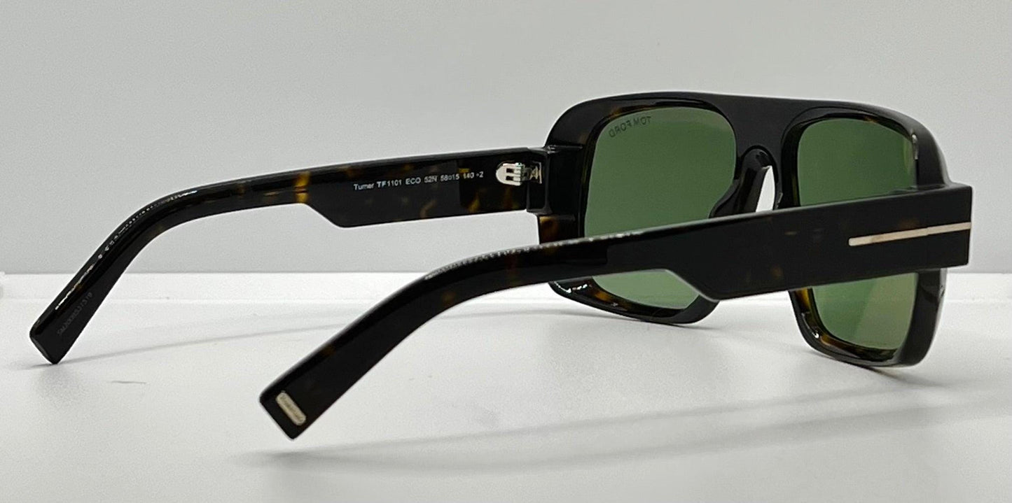 Tom Ford Turner Tf1101 Eco 52N 58-15 140 Tortoise Green Lens-Full Kit-New-Italy