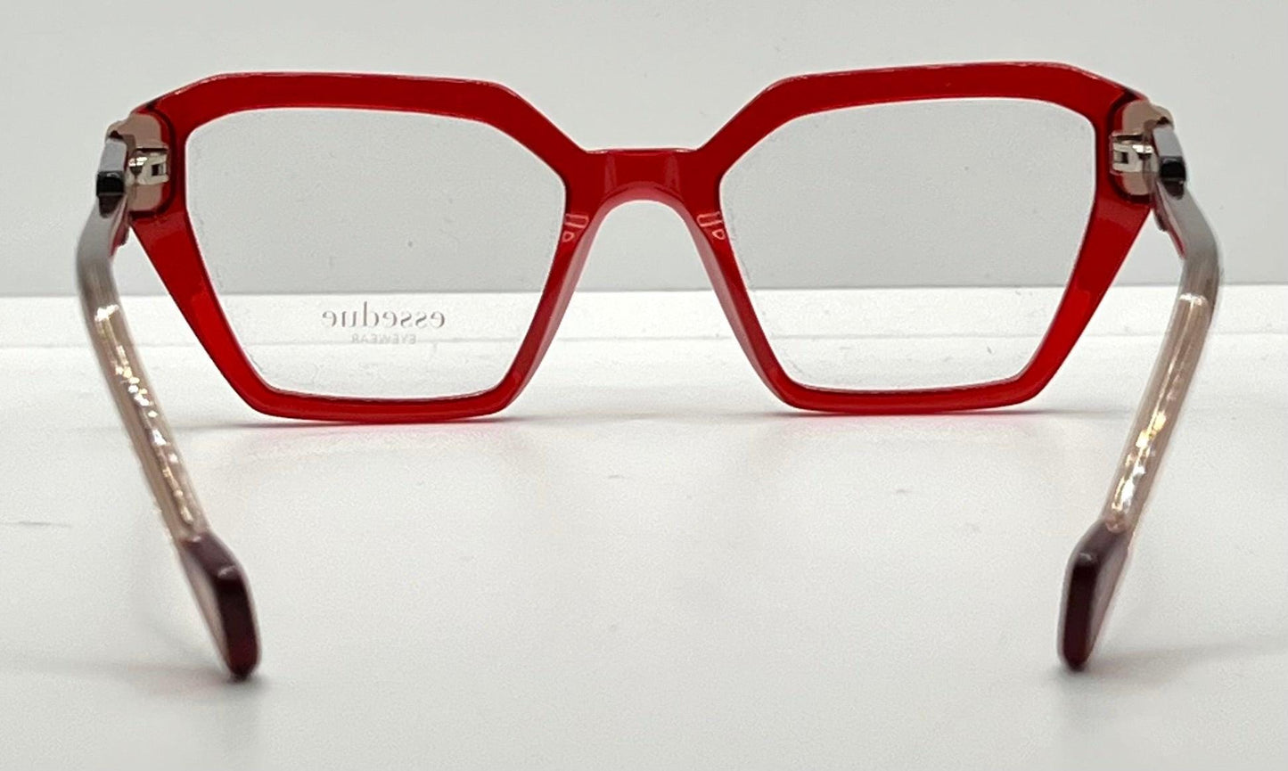 Esse Due Orti Red Geometric Acetate Eyeglasses 53Mm – Handmade In Italy – New Unworn