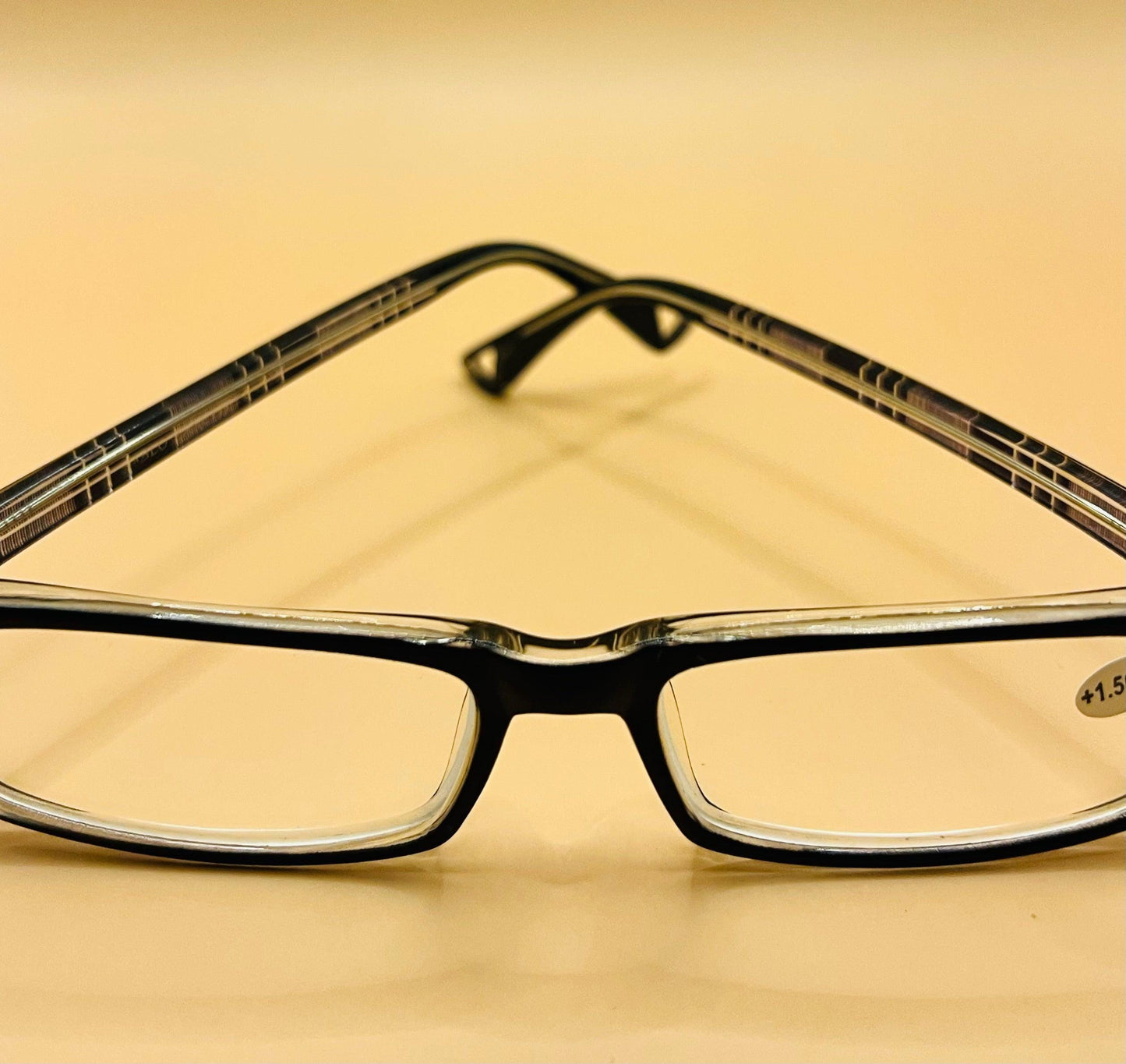 Pablo Zanetti Geometric Narrow Reading Glasses | Rectangular Frames | Solid Frame Front | Colorful Plaid Arms