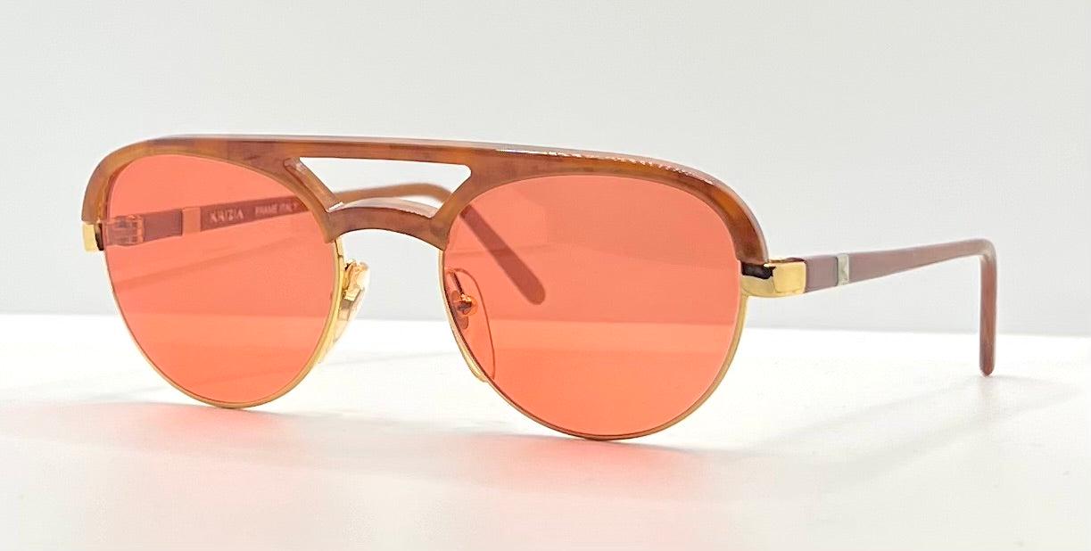 Krizia K65 Vintage Sunglasses w|New, Custom Coral Red Lenses-53mm-Italy