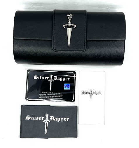 Silver Dagger JALB C2 Black Rectangular Vintage Sunglasses 65-16-125 Made in Japan