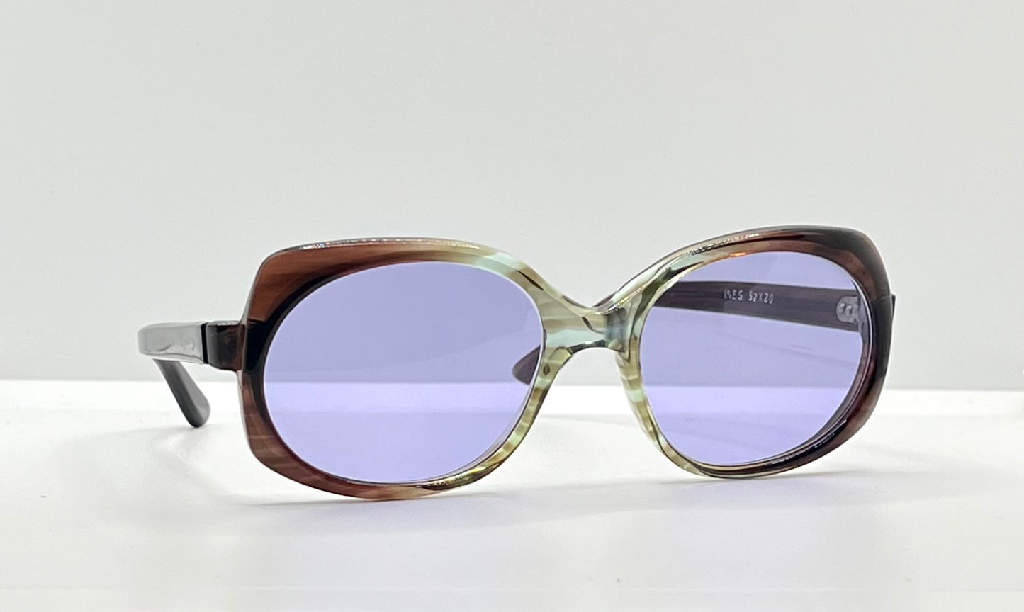 ARTOPTIC INES 52-20 – Vintage French Butterfly Sunglasses w/New, Custom Violet Lenses-Deadstock