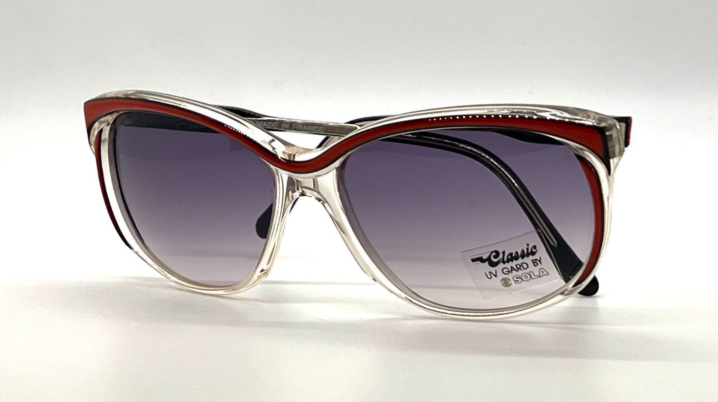 Elegante Mademoiselle V Vintage Sunglasses-Red/Black Unworn/NOS-France