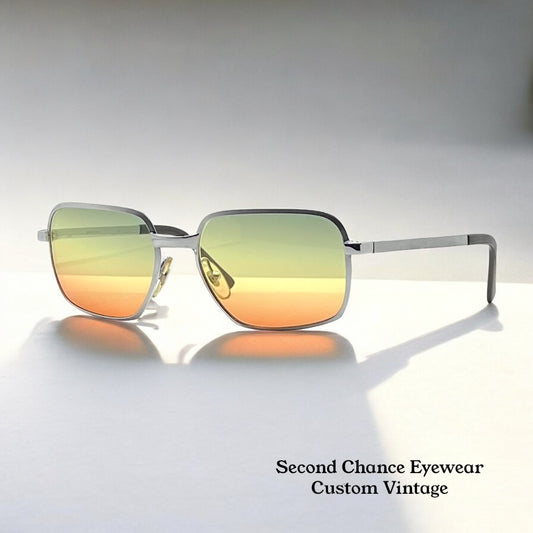 FAIRFIELD FO66-Vintage Sunglasses-Chrome Frame w/New, Custom Tri-Gradient Lenses-Deadstock-France 66mm