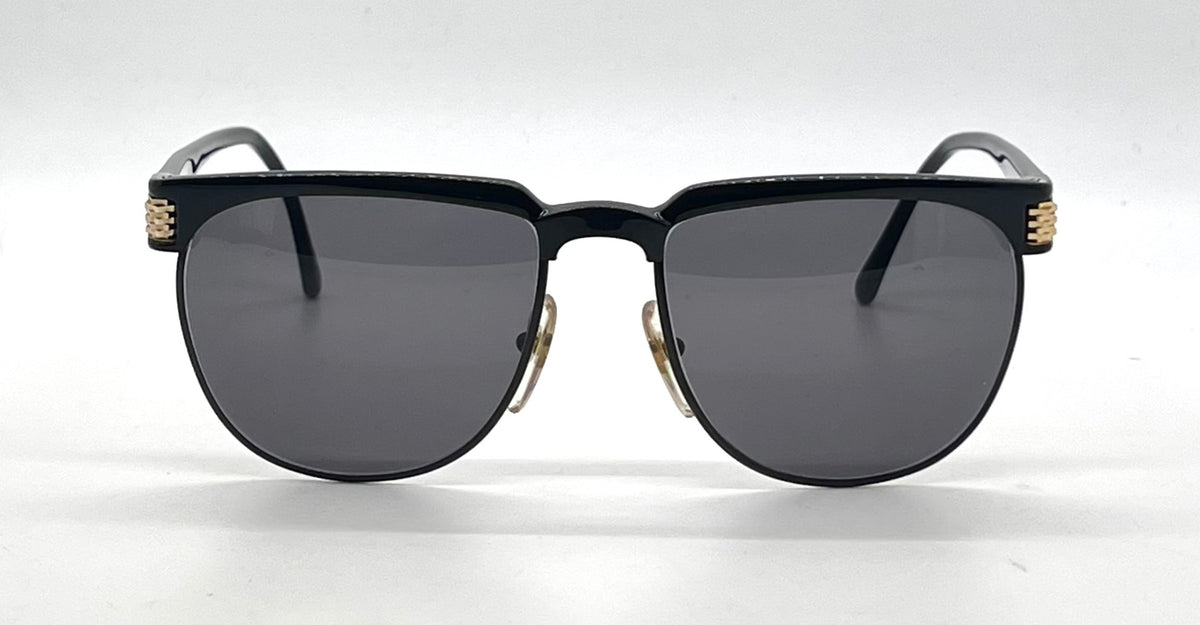 Christian Dior 2393-Vintage Black Gold Browline Sunglasses-Original/Full Kit-Germany