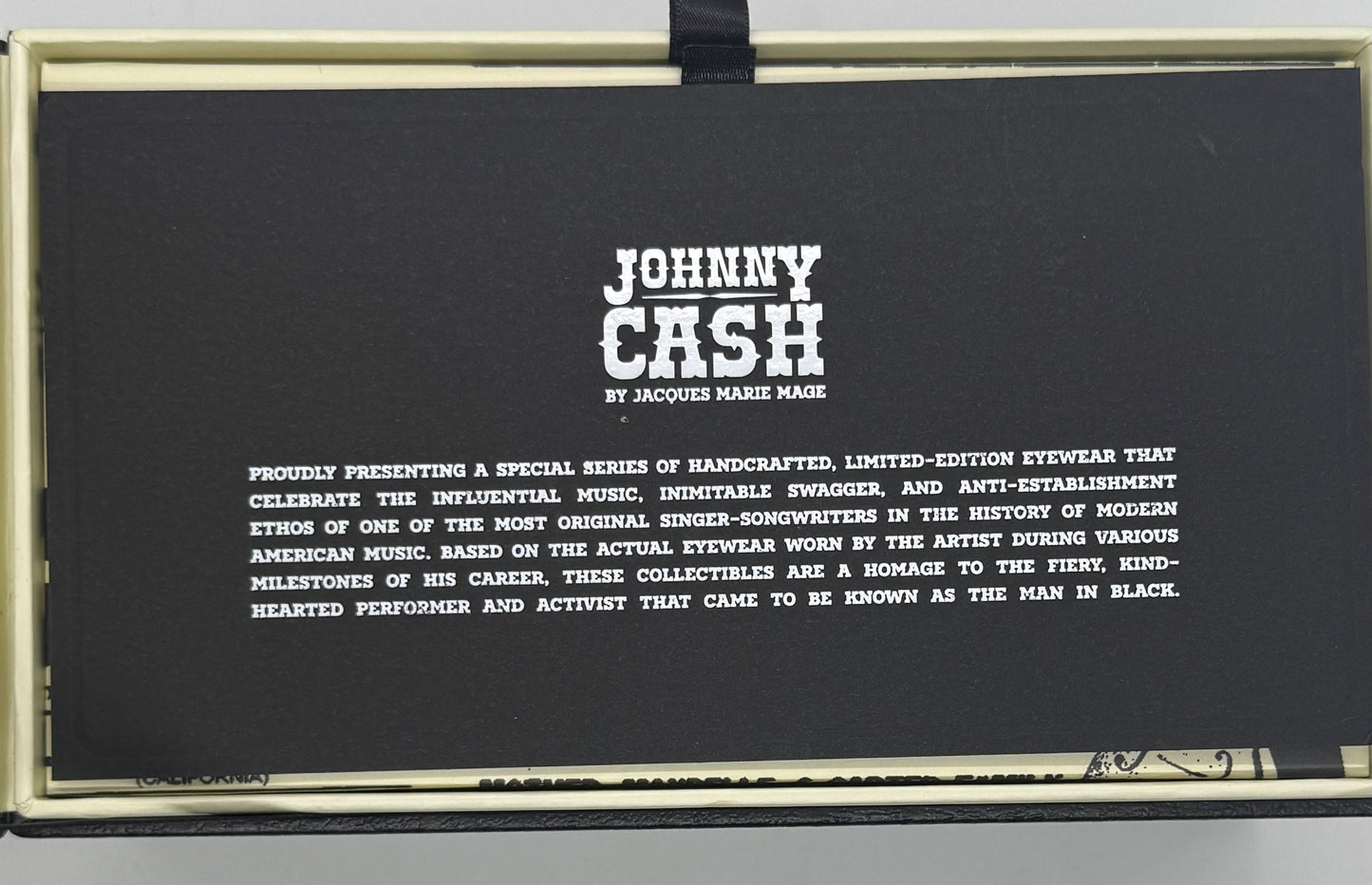 Jacques Marie Mage: JOHNNY CASH by JMM: QUENTIN in FOLSOM-Ltd. 50 Pcs.-FULL KIT-BNIB